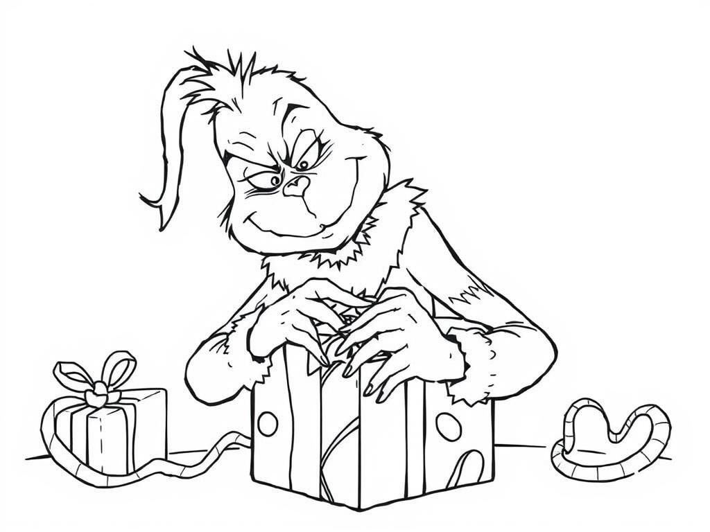 the grinch wrapping a present