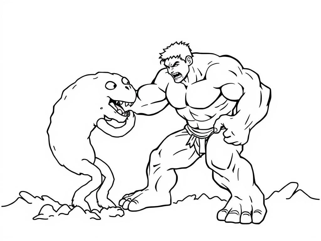 Hulk vs Monster Coloring Page