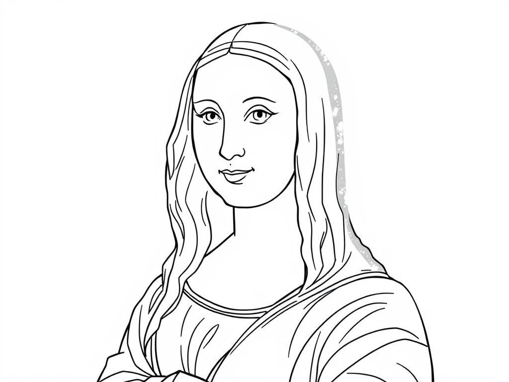 Mona Lisa Portrait Coloring Page