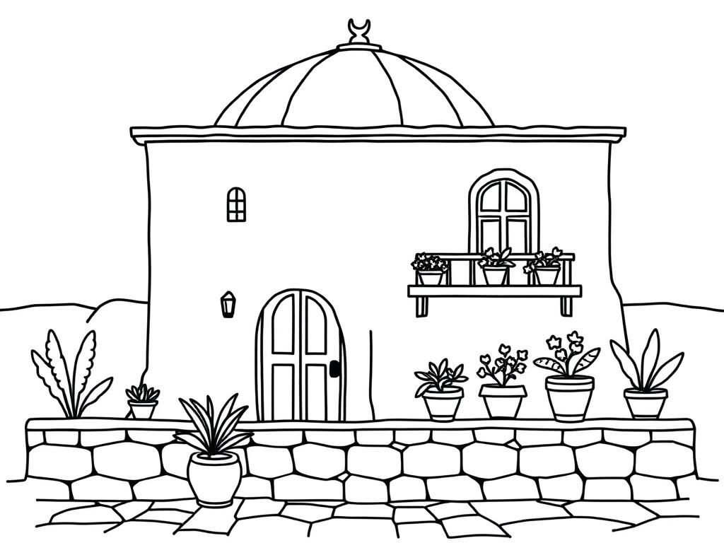 Preview of The moussa house like arabic torchie wall with a terrace and flower pots