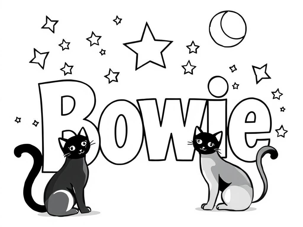 Cute Cats Bowie Coloring Page