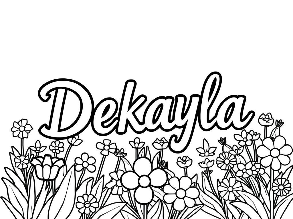 Personalized Dekayla Floral Coloring Page