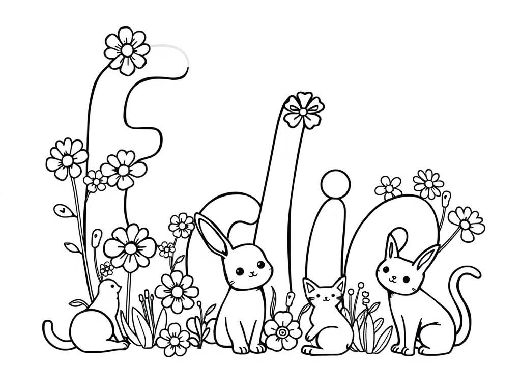 Cute Animals Garden Coloring Page