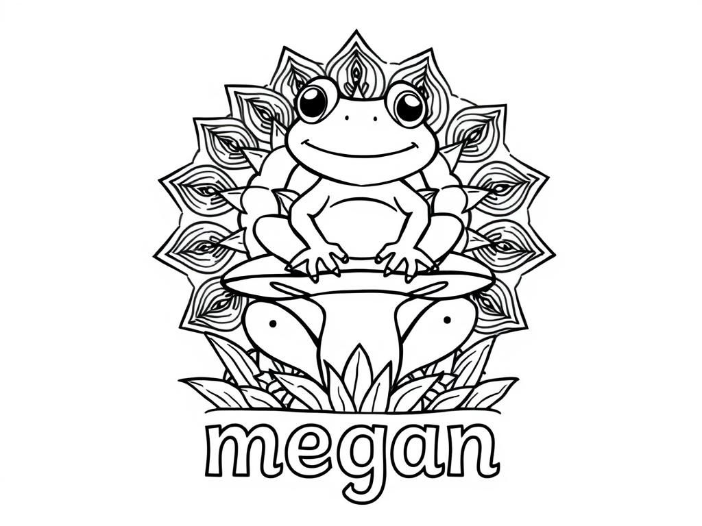 Coloring Page of a Happy Frog on a Flower
