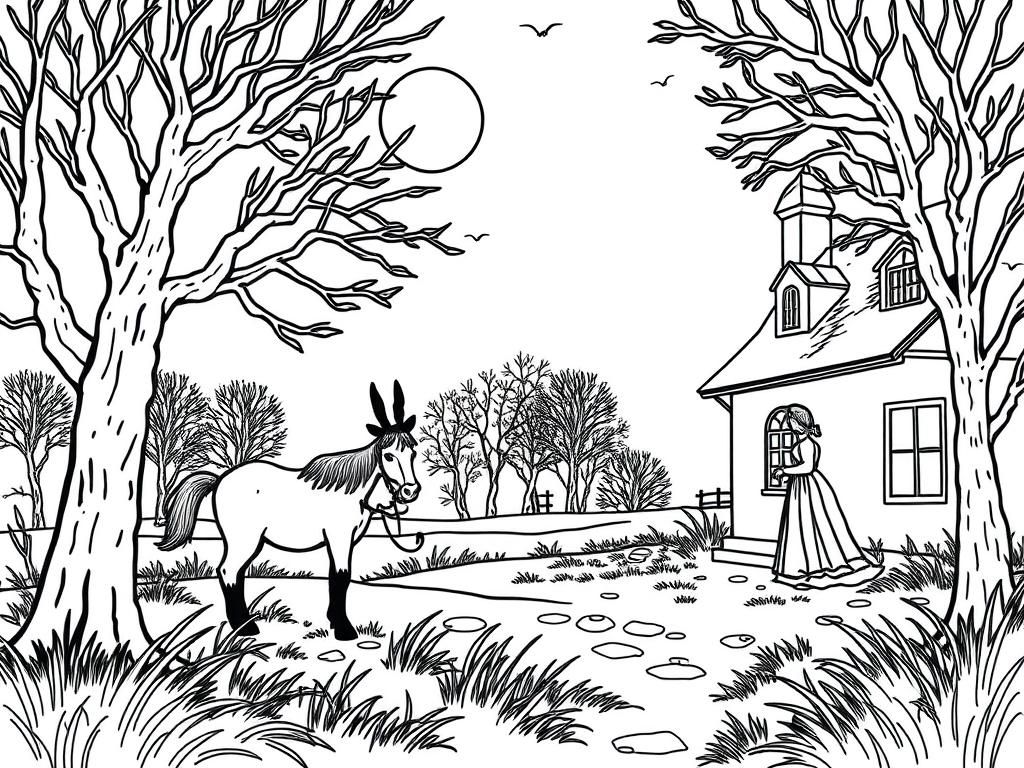 Peaceful Countryside Coloring Page