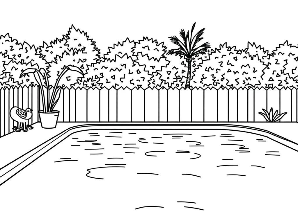 The pool as red - Free Printable Coloring Page