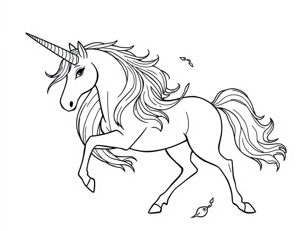 Coloring Page of a Majestic Unicorn