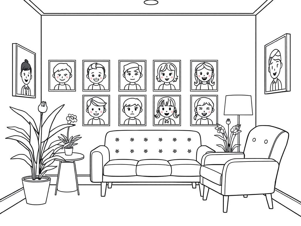 Preview of Therapist office with emotion posters, a couch, and a chair