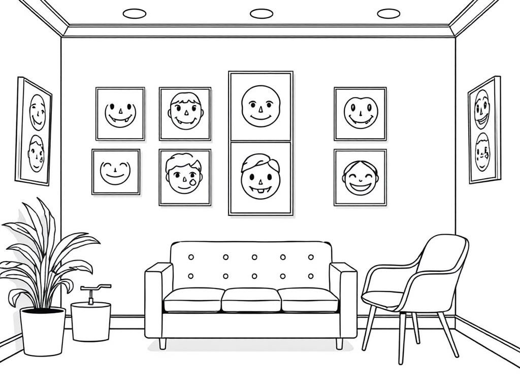 Cozy Living Room Coloring Page