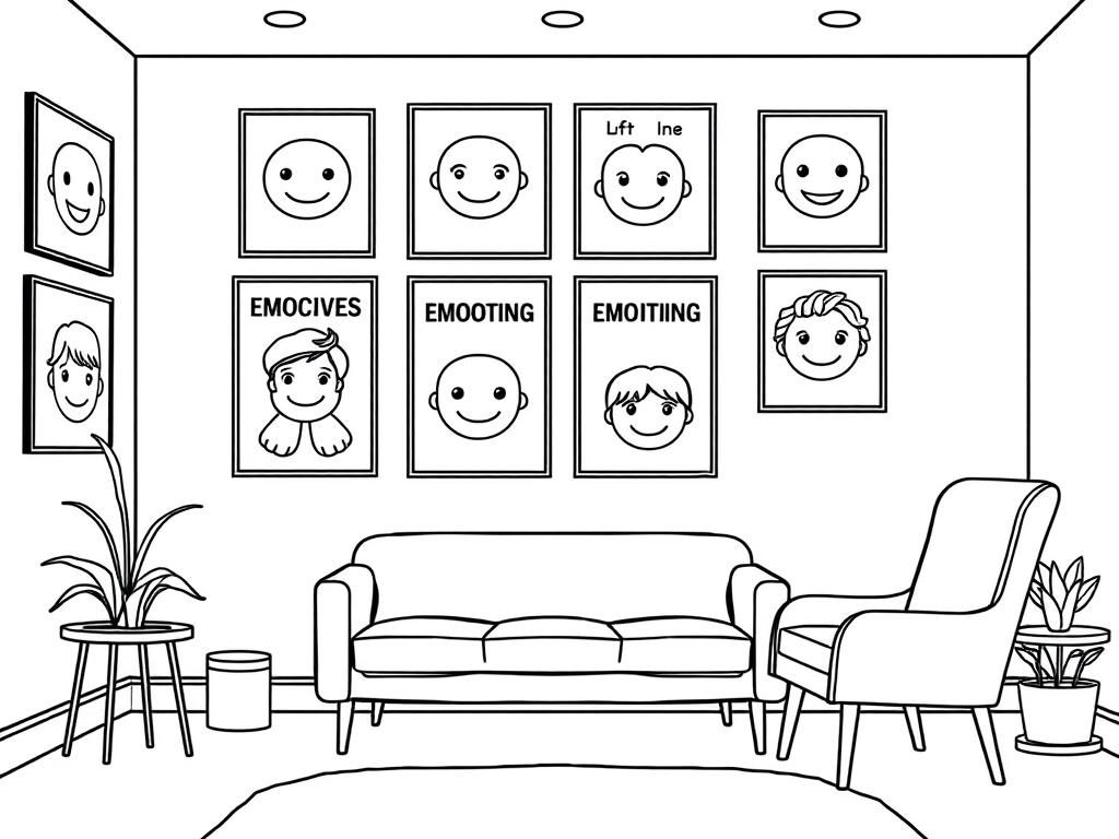Kleurplaat met emotionele gezichten voor kinderen