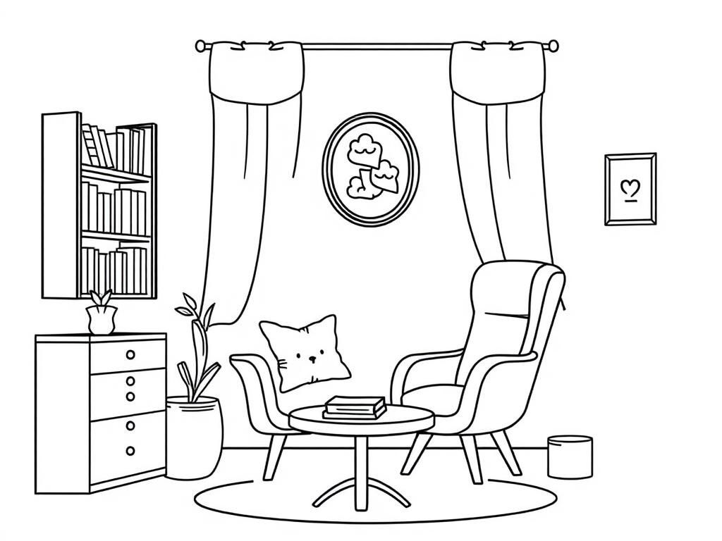 Therapist office with tissues and books