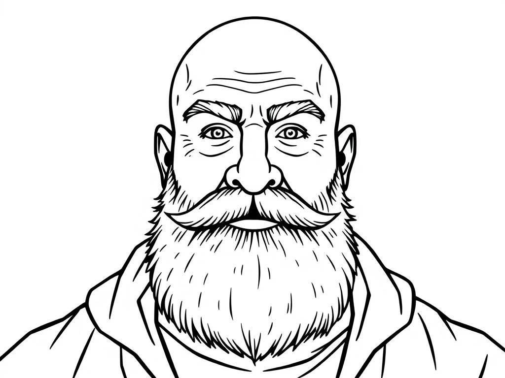 Bald Man Portrait Coloring Page