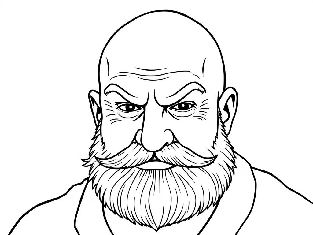 Elderly Man Face Coloring Page