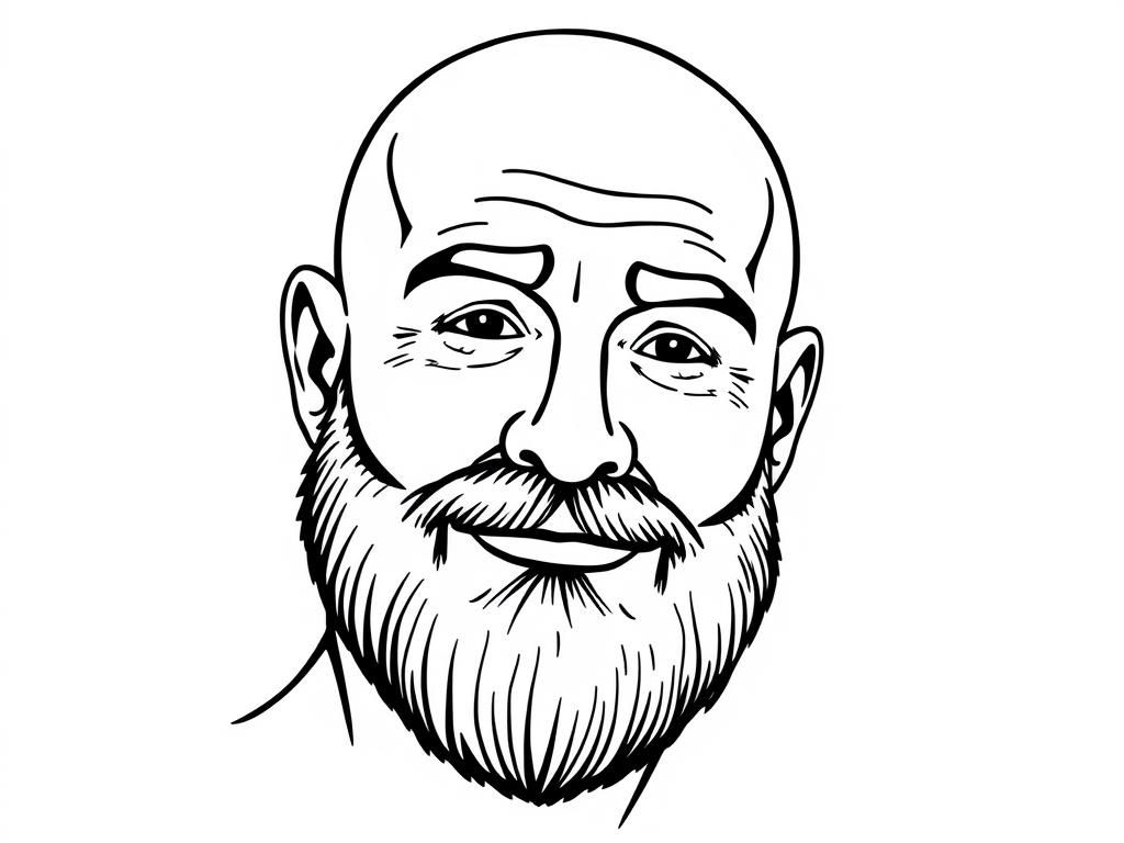 Bald Man with Beard Coloring Page