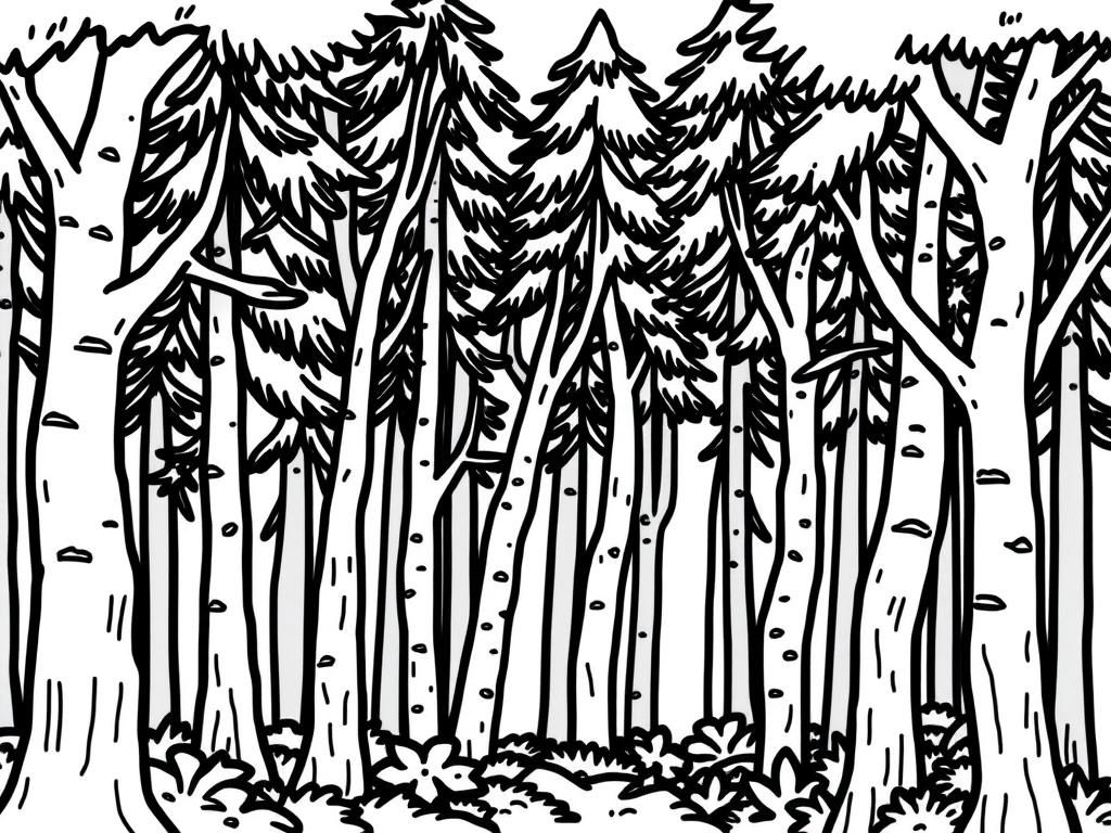 Whimsical Forest Coloring Page