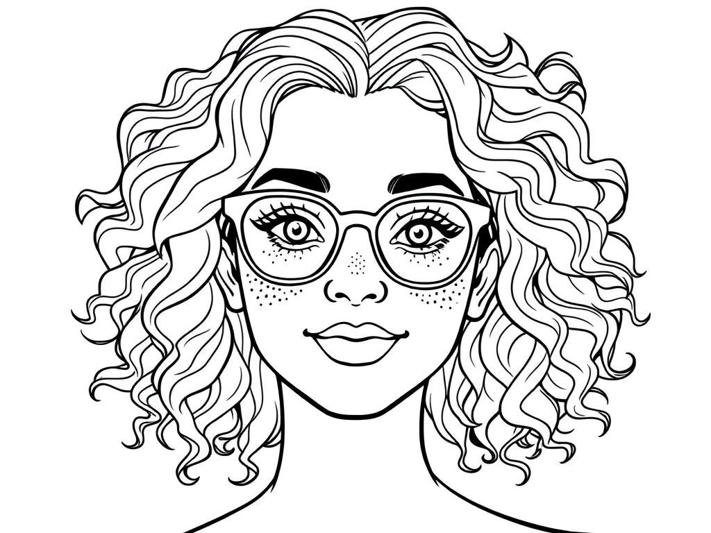 Girl with Curly Hair Coloring Page