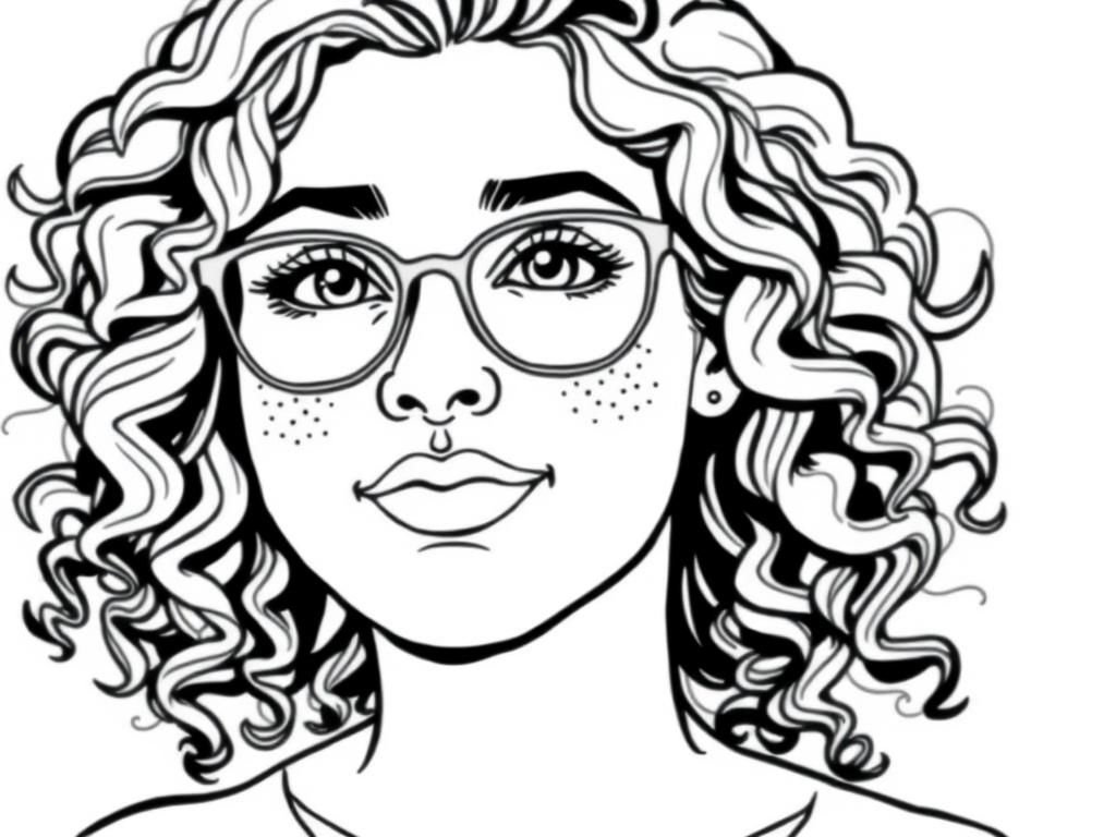Girl with Curly Hair Coloring Page