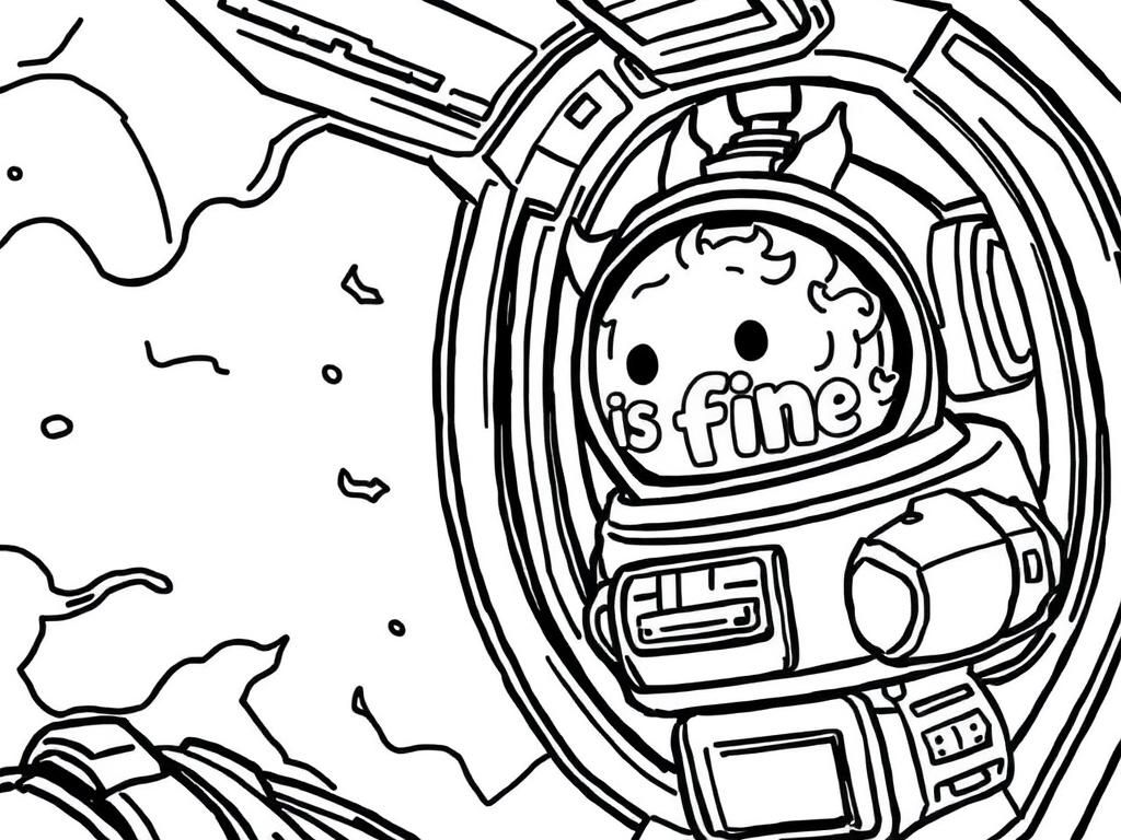Astronaut Puppy Space Coloring Page