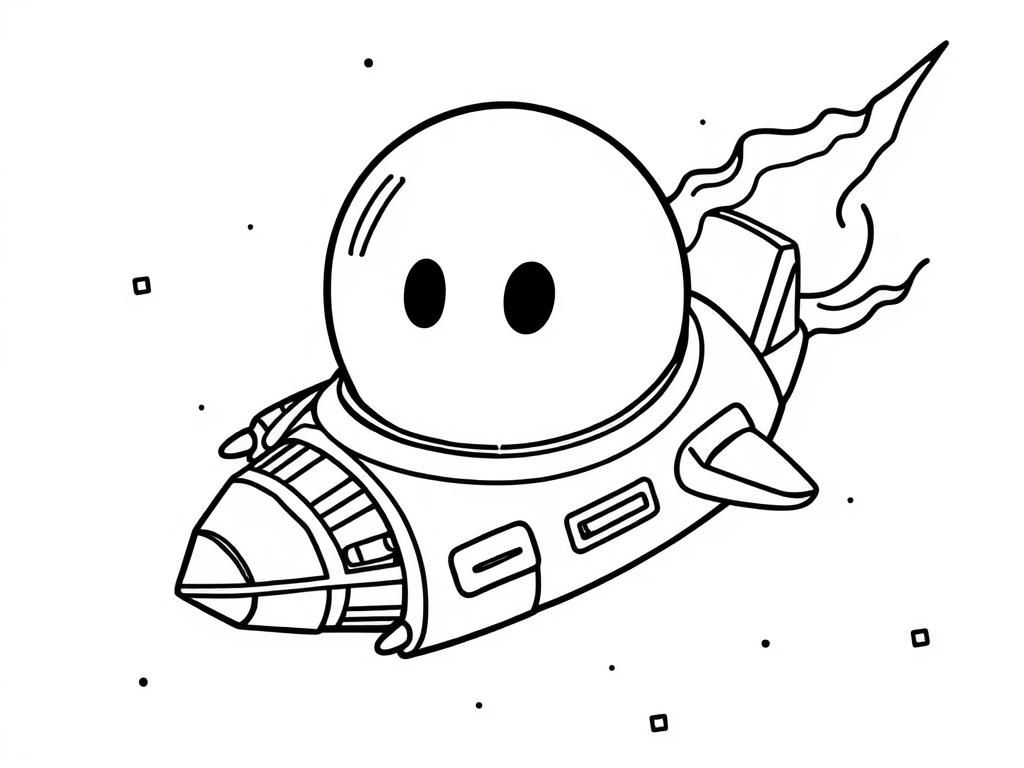 Smiling Spaceship Coloring Page