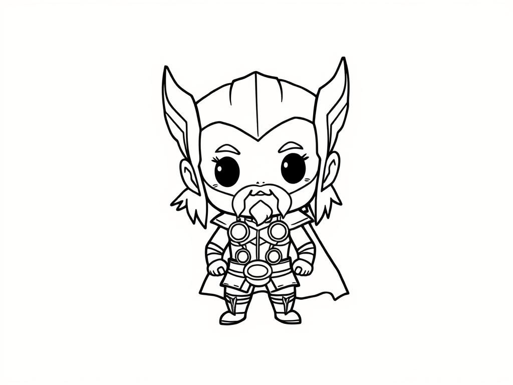 thor chibi - Free Printable Coloring Page