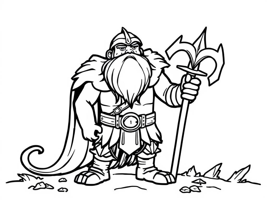Warrior Coloring Page with Trident