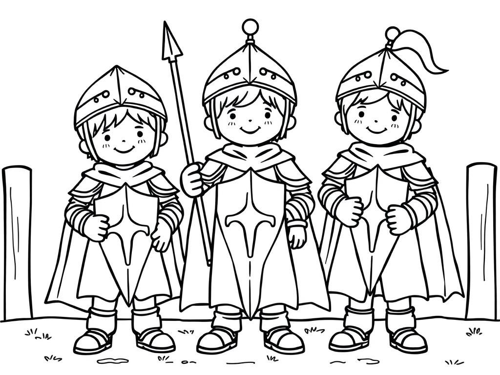 Preview of Three children dressed as knights on the playground