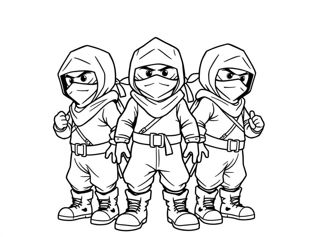 Preview of three grown up ninjas with boots