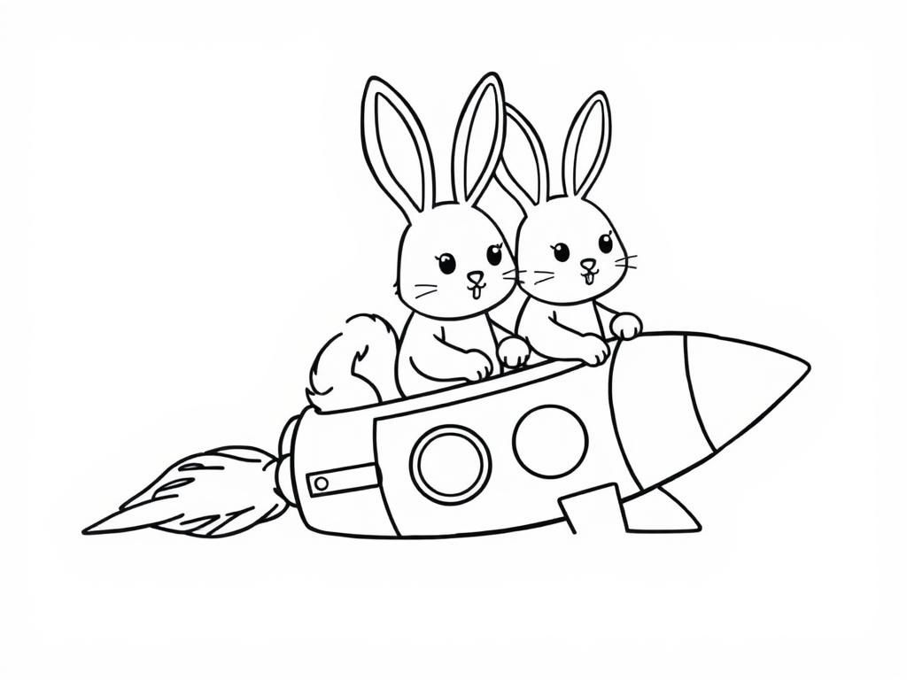 Preview of three hop bunnies in a rocket