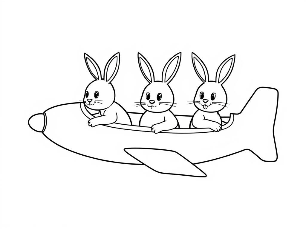 Preview of three hop bunnies in an airplane