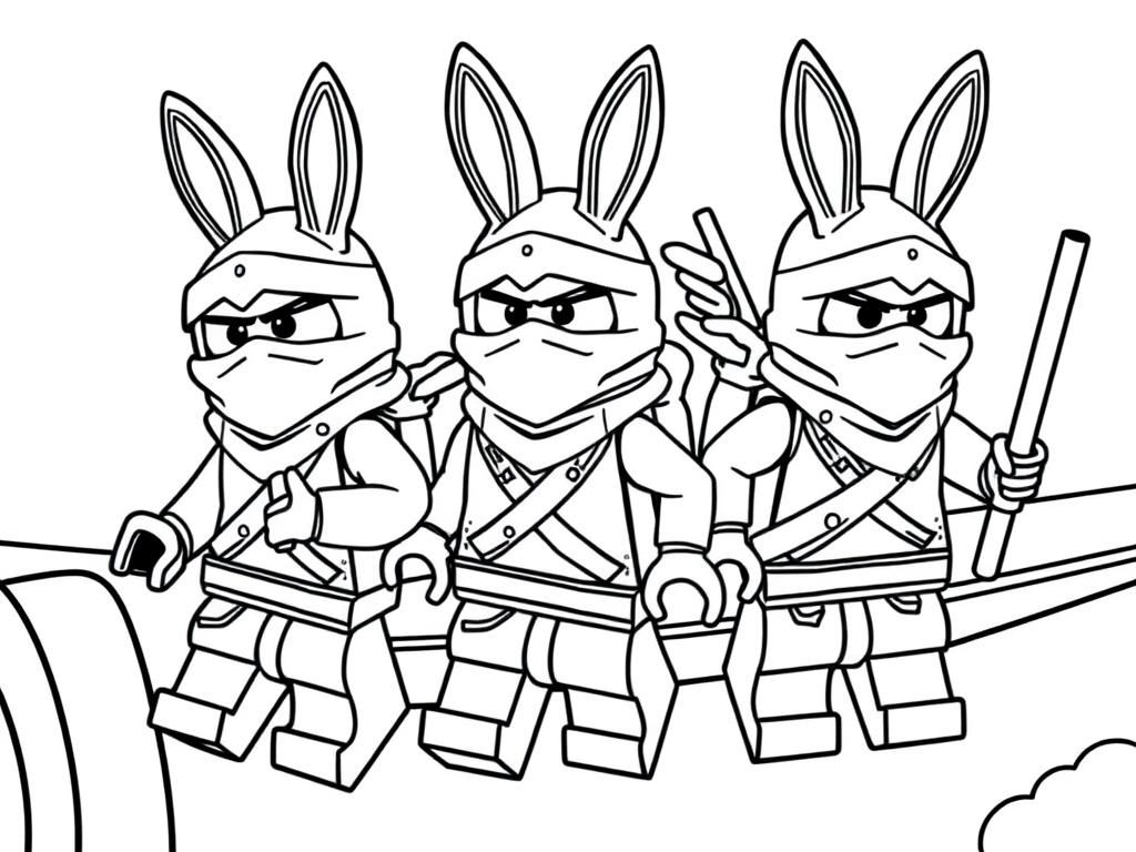 Preview of three ninjagos hop bunnies in an airplane