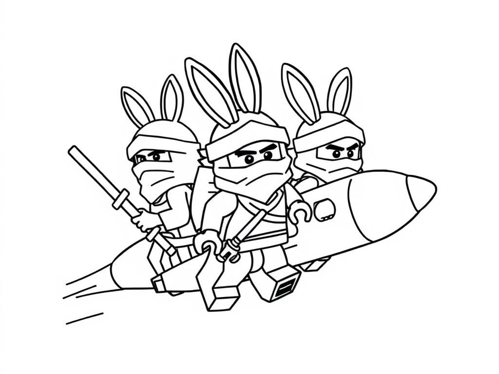 Preview of three ninjagos hop bunnies in an airplane