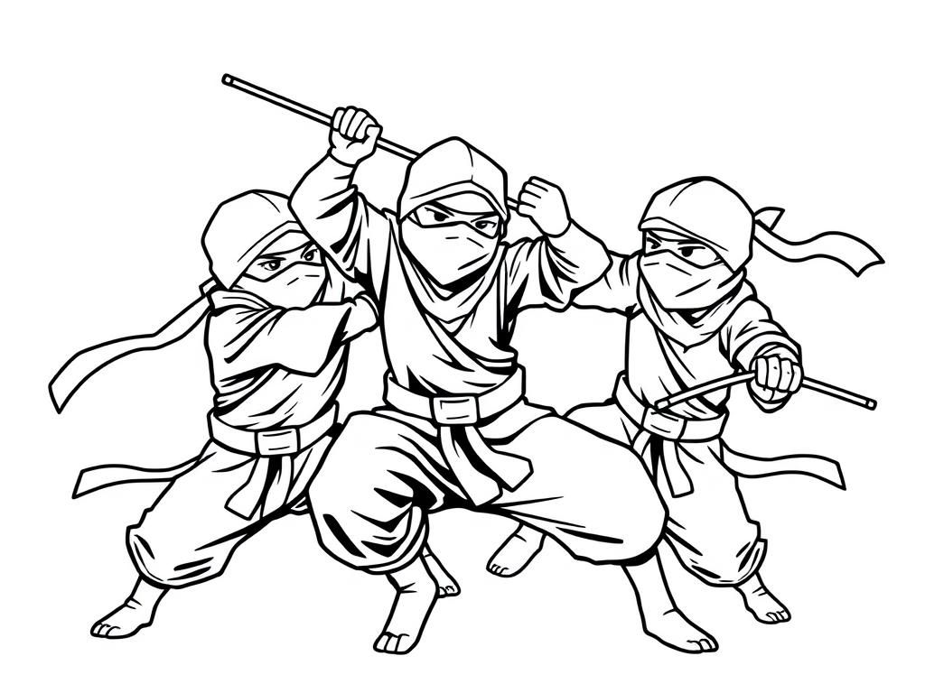 three ninjas fighting