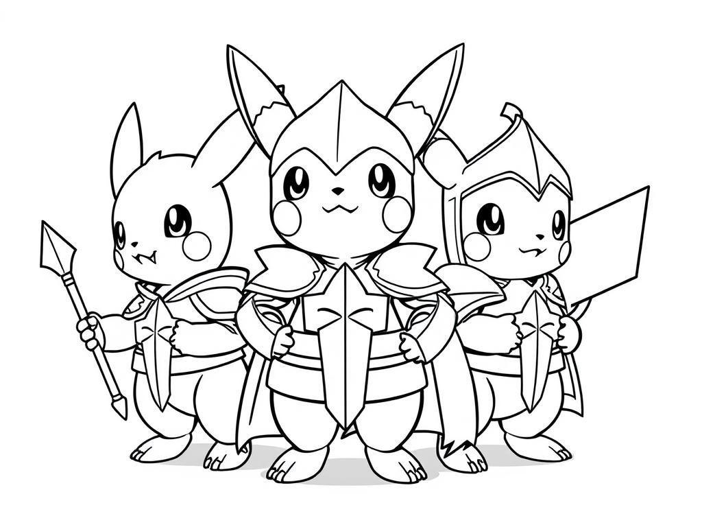 Preview of Three pokemon dressed as a knight