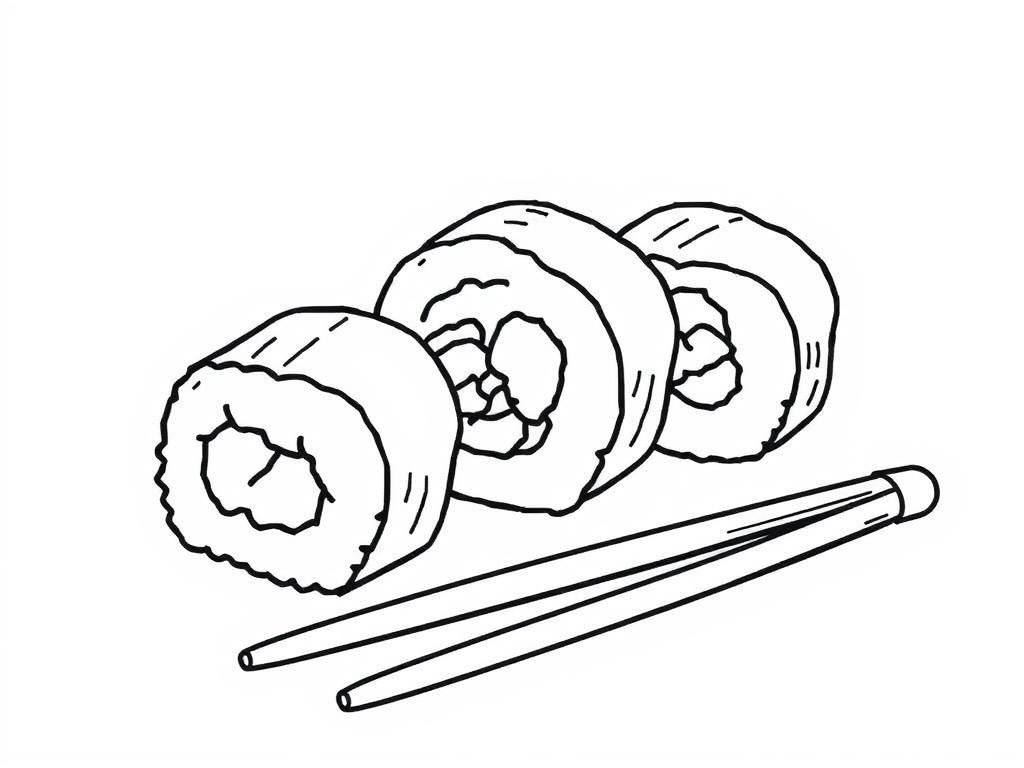 Preview of three sushi rolls and next to it 2 chop sticks