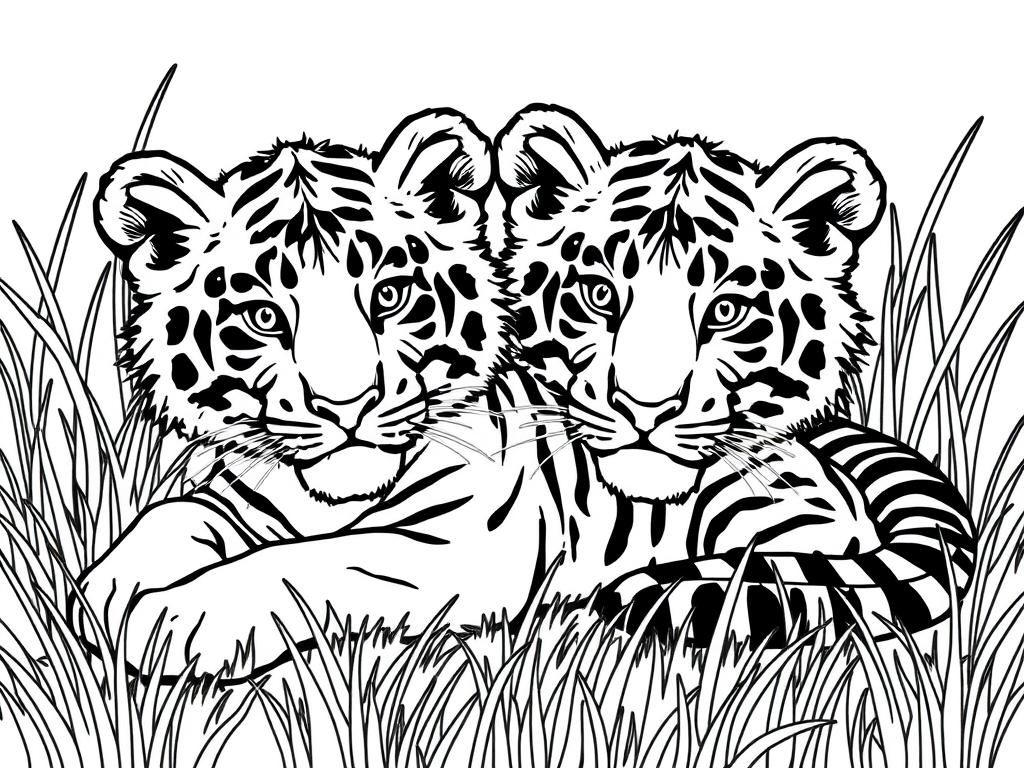 Leopard Cubs Coloring Page