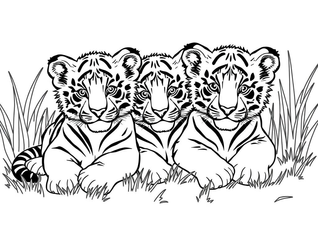 Tiger Cubs Coloring Page