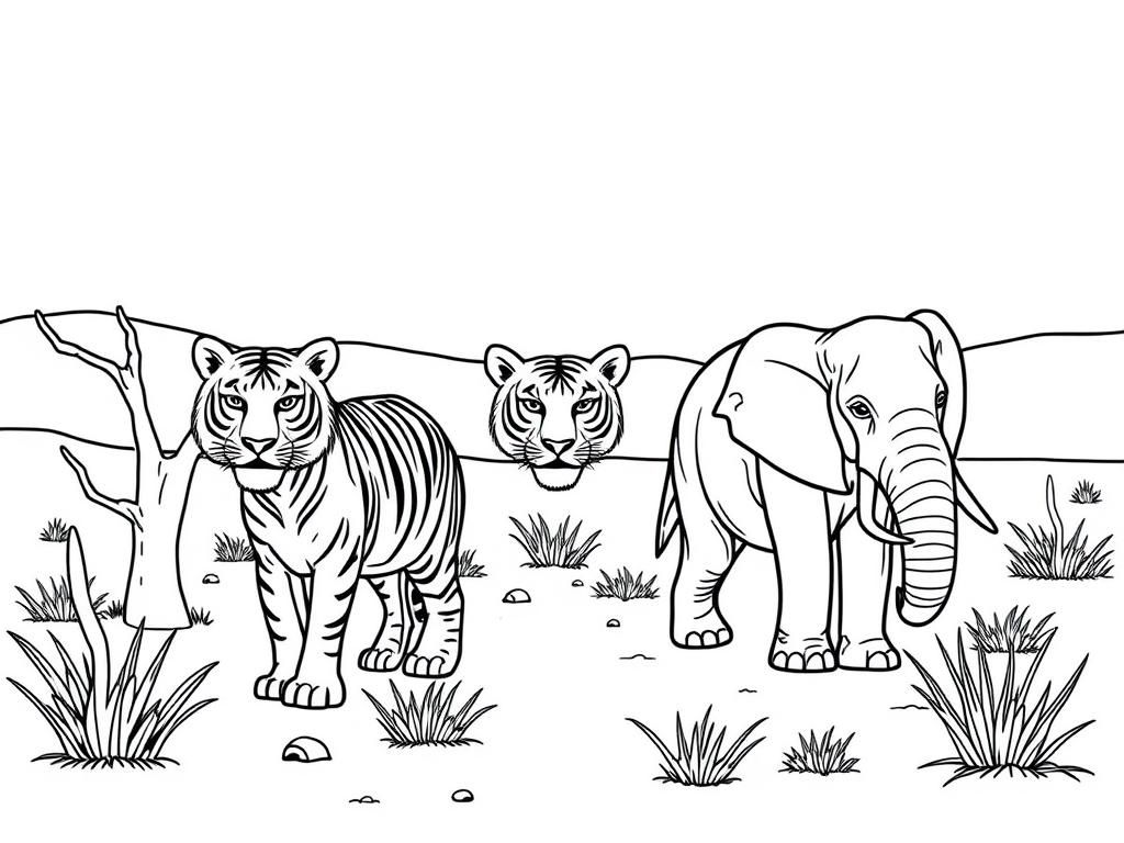 Wild Animals Coloring Page