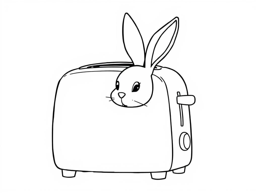 Cute Rabbit Toaster Coloring