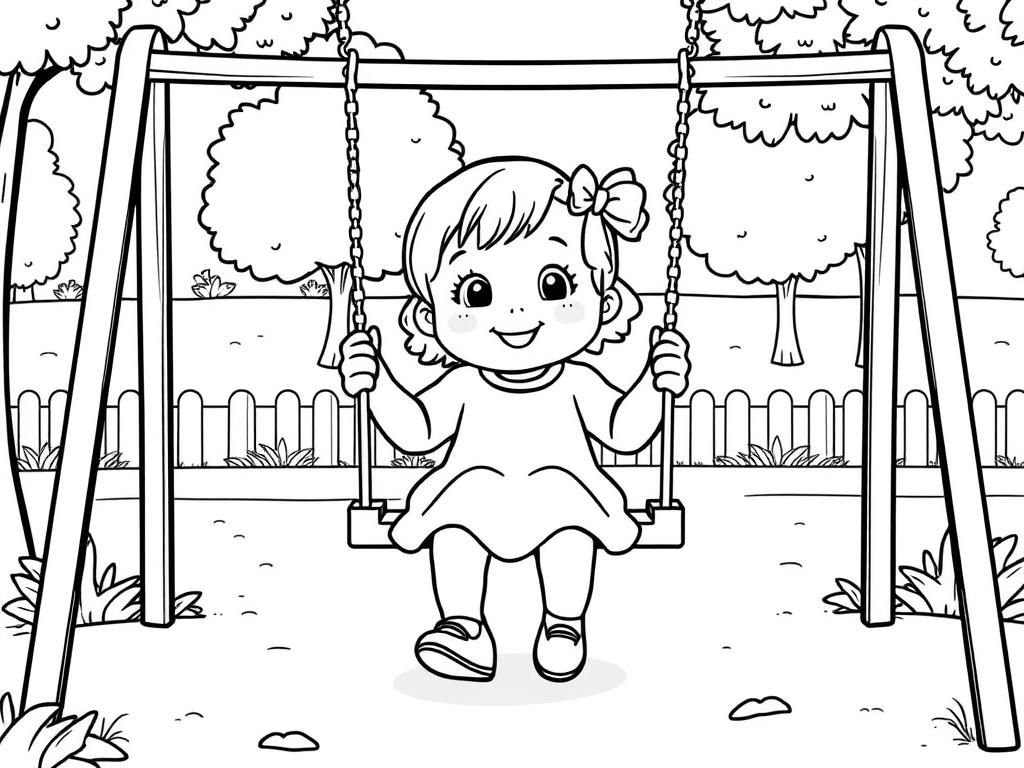 Toddler girl on the swing at the park