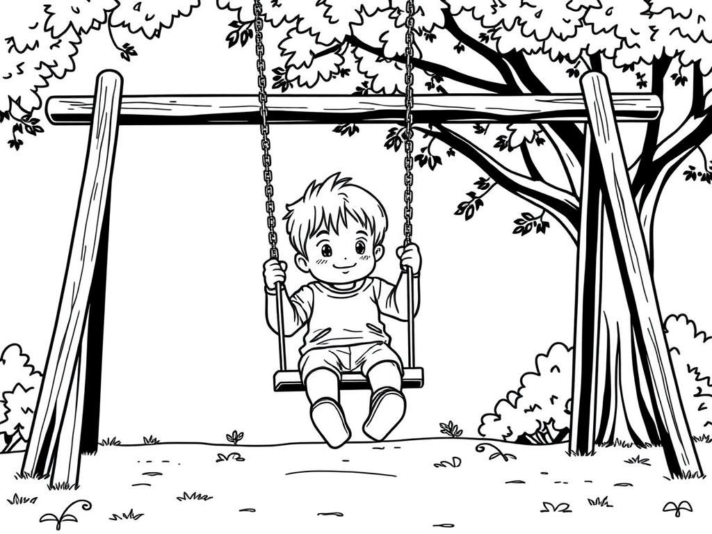 Toddler on the swing at the park