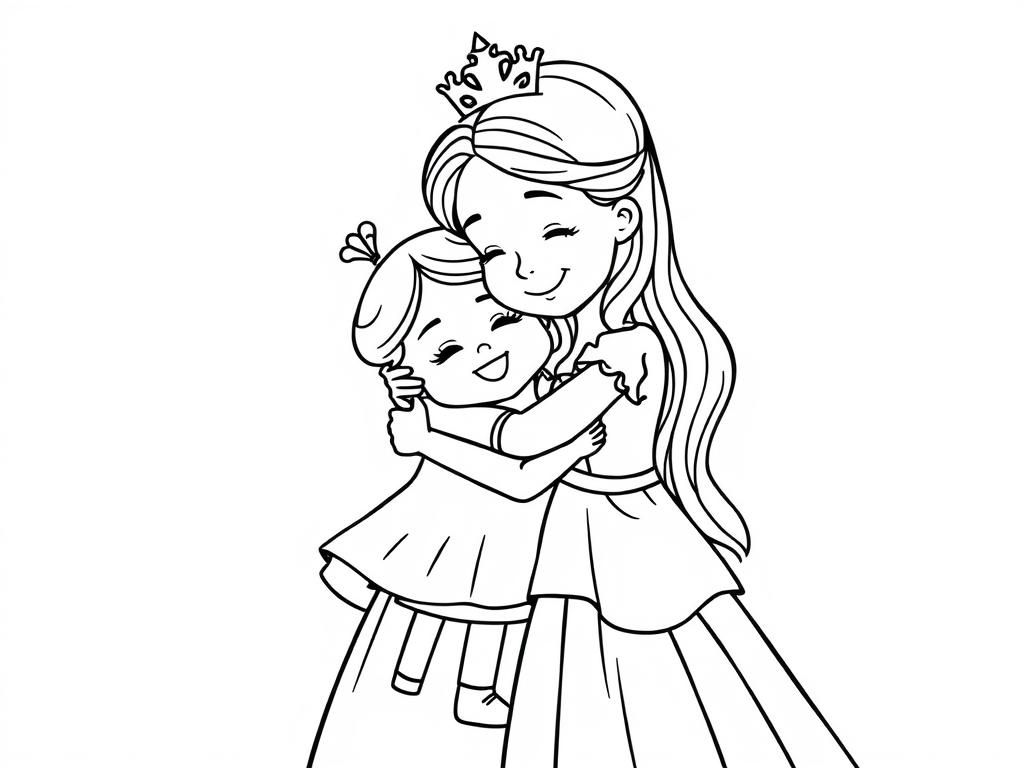 Princess Hug Coloring Page