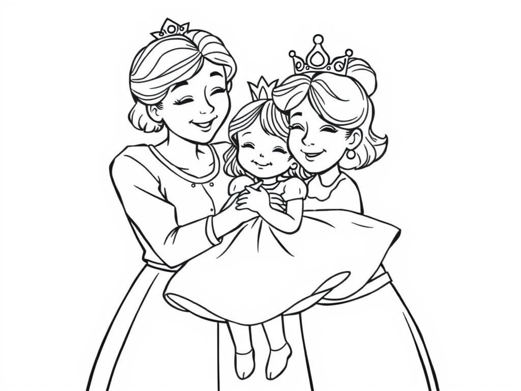 Princess Family Coloring Page