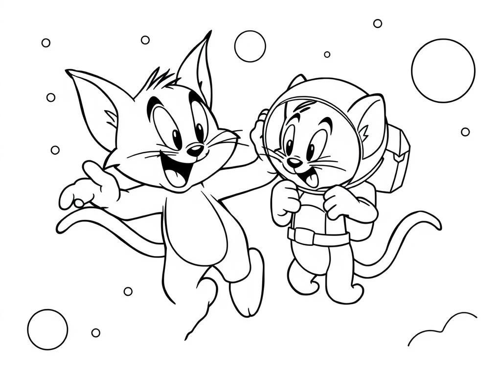 Tom and Jerry Space Adventure Coloring Page