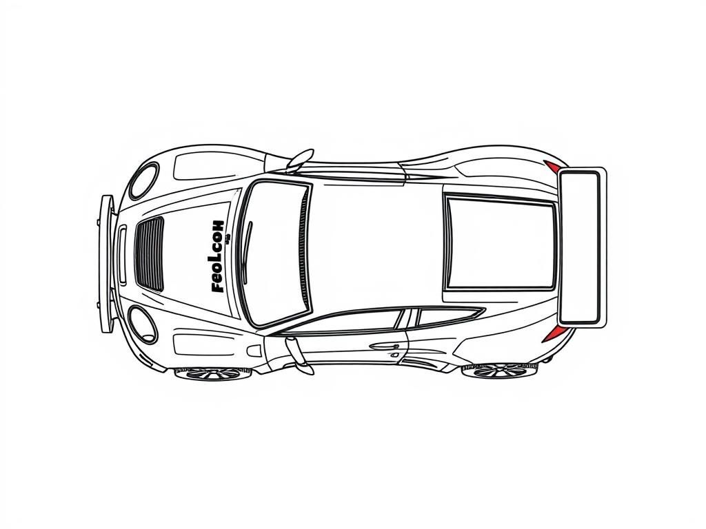 Preview of Top-down three-view plan of a rally car