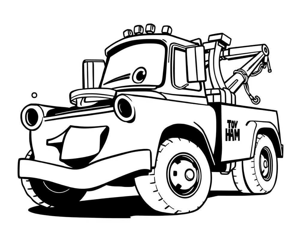 Coloring Page of Tow Mater from Disney's 'Cars'