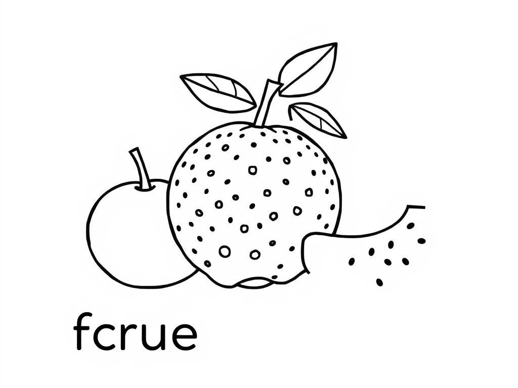 Fruit Coloring Page with Strawberry and Apple