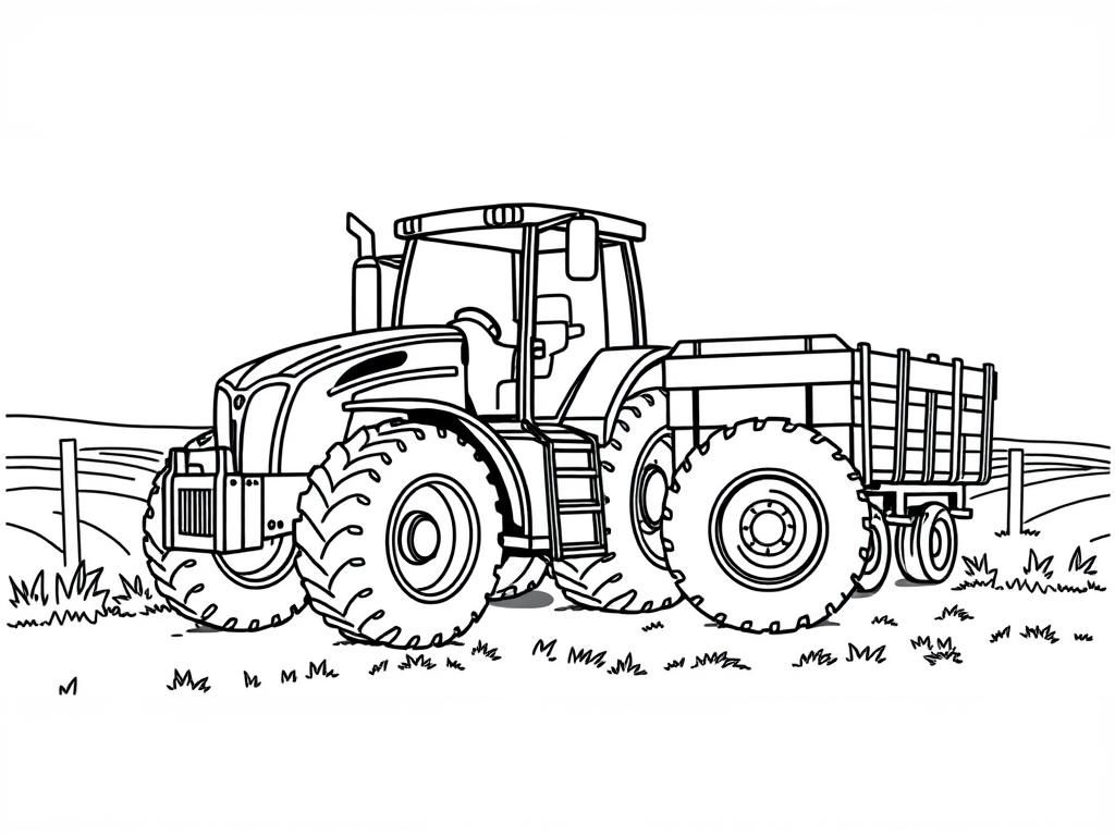 Preview of Tractor with trailer at farm 2d