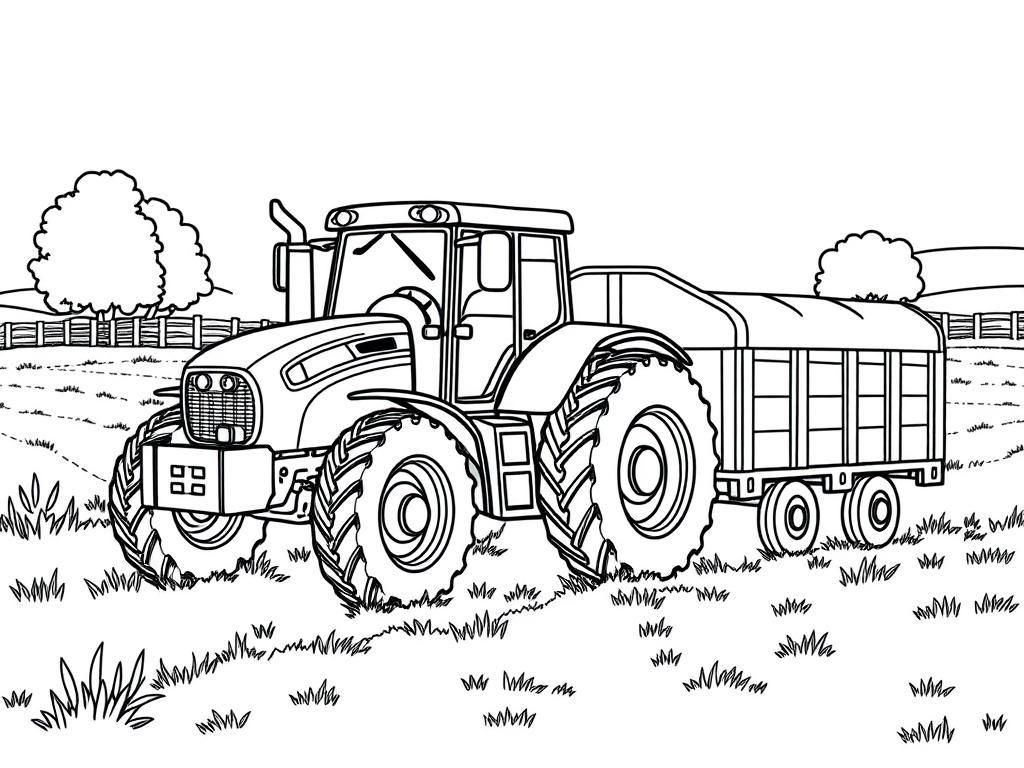 Preview of Tractor with trailer at farm 2d