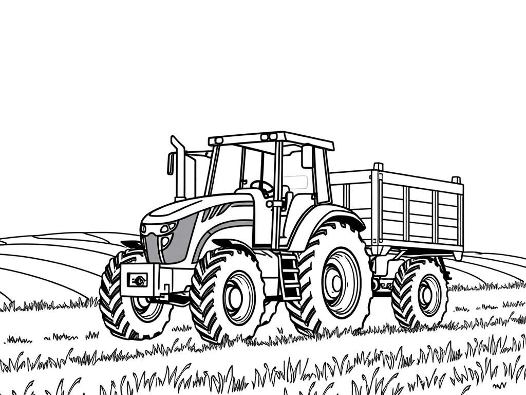 Preview of Tractor with trailer at farm