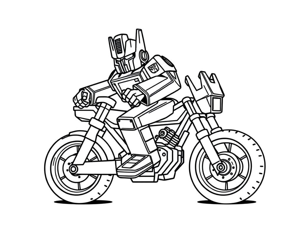 Robot on Motorcycle Coloring Page